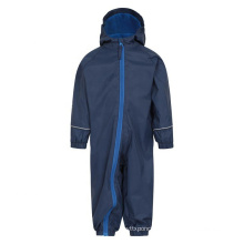 New Style Wholesale Hot Sale Junior Navy Rainwear Waterproof Kids Rain Suit with Fleece Lining